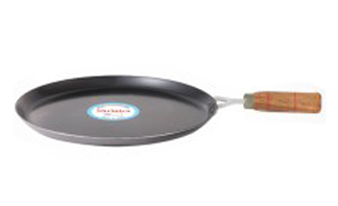 Iron Multi Purpose Flat Tawa - Wooden Handle (raised Edge) - 12 Inch